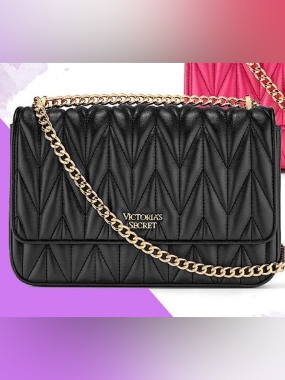 Victoria's Secret Black Quilted Convertible Shoulder to Crossbody Bag